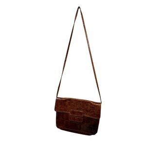 Furla‎ Genuine Leather Brown Crocodile Embossed Crossbody Bag Made in Italy